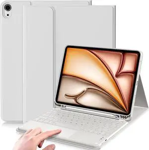 KVTVOU Touch Keyboard Case for iPad Air 11 Inch 2024 (M2), iPad Air 5th/4th Gen 10.9 Inch (2022/2020) with Pencil Holder, Smart Magnetic Detachable Wireless Bluetooth Touchpad Keyboard, Gray