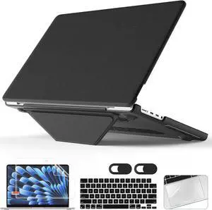 Lepeoac Designed for MacBook Pro 14 Inch Case 2021 2022 2023 2024 Release A3112 A3401 A3185 M4 A2918 A2992 M3 A2779 M2 A2442 M1 Pro/Max Protective Premium Leather Case, Black
