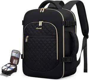 LOVEVOOK Carry on Backpack, 40L Travel Backpack for Women Airline Approved,Luggage Business Weekender Overnight Daypack as Personal Item fit for 17.3 inch Laptop,Black