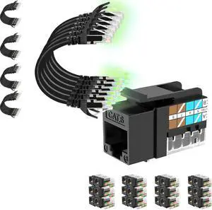 Rapink Patch Cables Cat6 1ft (24 Pack) & Keystone (25 Pack)