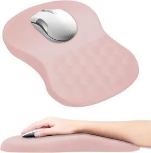 Doctor Developed Mouse Pad with Wrist Rest Ergonomically Designed Mousepad for Carpal Tunnel Pain Relief with Integrated Non-Slip PU Base, Comfortable for Office, Gaming Large Cute 11.8x7.9 inch(pink)