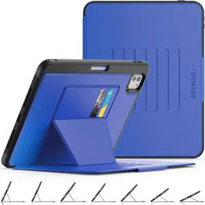 SEYMAC stock Case for iPad Pro 11 inch (M4) 2024, Auto Sleep/Wake Case with Magnetic Multi-Angles Stand, Card Slot, Blue