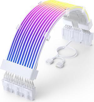 Sirlyr 3 x 8 Pin RGB GPU Cable,Addressable PSU PCIE Cables Extensions - for PC Graphic Card Power Supply,ARGB Computer Case Setup,Thin LED Strip White Connector Style 13In