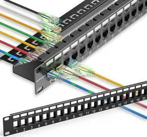 Sokqovt Patch Panel 24 Port Cat6 with Coupler Keystone and 24 Port Blank Keystone Patch Panel
