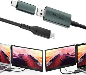 Teamgee Laptop Screen Extender & USB to HDMI Hub, 14" Plug-Play Laptop Monitor Extender Fits 13"-16" Laptops of Wins/Mac/Dex/Android