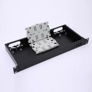 1U 19" Rack Mount Fiber Optic Box Enclosure with LGX Loaded Patch Panel - Fits Rack Cabinets, Includes 2 Splice Trays, Supports Up to 48 Fibers