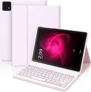 Wineecy Backlit Keyboard Case for T-Mobile Revvl Tab 5G 10.36 Inch 2023 Released, 7 Colors Light Magnetically Detachable Wireless Keyboard with Flip Case Cover for Revvl Tab 5G Tablet (Pink)