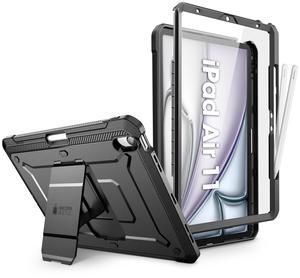 SUPCASE for iPad Air 11 Inch Case 7th Generation M3 2025, [Built-in Screen Protector & Pencil Holder & Stand] Rugged Cover for iPad Air 7th/6th/5th/4th Gen (11/10.9 Inch, 2025/2024/2022/2020), Black