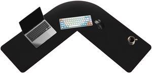 ZORESYN L Shaped Desk Mat 39.4"(L) x 39.4"(S) x 13"(W), Computer Corner Desk Pad, Large Waterproof PU Leather Mouse pad for Corner Desk, Writing Desk Pad Protector - Black