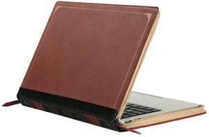 MOSISO Compatible with MacBook Air 15 inch 2025 2024 2023 M4 M3 M2/Pro 15 inch Case A1990 A1707 2019-2016, PU Leather Laptop Sleeve Vintage Retro Zippered Portfolio Protective Case Cover, Brown