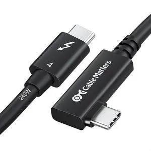 Cable Matters 40Gbps Right Angle Thunderbolt 4 Cable 2.6ft with 8K Video and 240W Charging - 0.8m, Thunderbolt 4 Cable 90 Degree, Compatible with USB 4, Thunderbolt3/5 and USB-C
