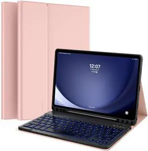 MoKo Keyboard Case for Galaxy Tab A9 Plus Case with Keyboard, Samsung Galaxy Tab A9+ Keyboard Case with S Pen Holder&Backlit, Magnetic Detachable Keyboard for Galaxy Tab A9+ 11" 2023, Rose Gold