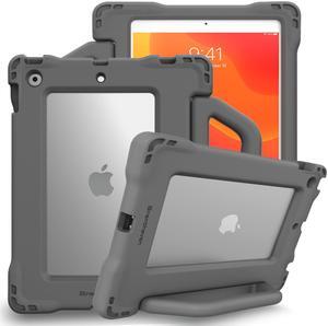 Brenthaven Edge Bounce Case Fits iPad 9th | 8th | 7th Generation (10.2-inch) Kids Carry Stand Protective Cover - Durable, Slim, Lightweight and Drop Tested Touch ID Compatible - Gray