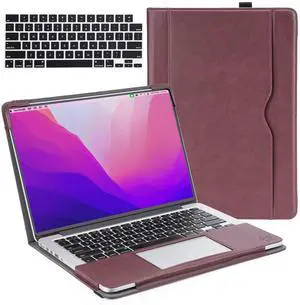 TYTX Compatible with MacBook Pro 14 Inch Leather Case 2024 2023 2022 2021 Release M4 A3112 A3185 A3401 M3 A2918 A2992 M2 A2779 M1 A2442, Protective Folio Book Cover with Keyboard Cover, Wine Red