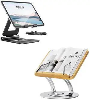 Nulaxy A5 Dual Folding Tablet Stand & RS05 360 Rotating Book Stand