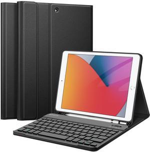 FINTIE Keyboard Case for iPad 9th / 8th / 7th Generation (2021/2020/2019) 10.2 Inch, Soft TPU Back Stand Cover with Pencil Holder, Magnetically Detachable Wireless Bluetooth Keyboard, Black