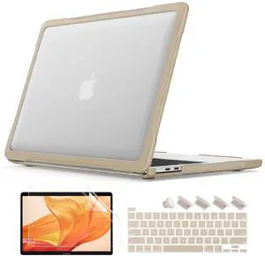 Batianda Ultimate Protection Case for New MacBook Pro 13 inch Model A2338 M2 M1 Chip A2251 A2289 2022 2020 Release Matte Carbon Fiber Edges Shockproof with Keyboard Cover Screen Protector,Khaki