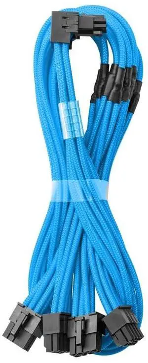 CableMod C-Series Pro ModMesh Sleeved 12V-2x6 12VHPWR 90° StealthSense PCIe Cable for Corsair - Variant A (Light Blue, 16-pin to Quad 8-pin, 60cm)