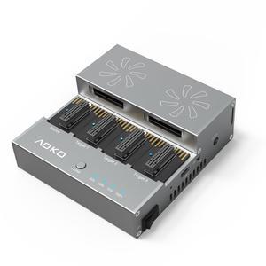 AOKO M.2 NVMe SSD Cloner Duplicator with Cooling Fan, 4-Bay M.2 Cloner NVMe Enclosure for PCIe 22110 2280 2260 2242 2230 SSD NVMe Docking Station,Support 1-to-3 Offline Clone -Aluminum Alloy
