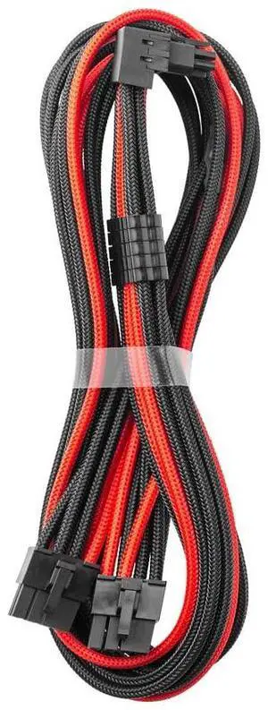 CableMod E-Series Pro ModMesh Sleeved 12V-2x6 12VHPWR 90° StealthSense PCIe Cable for EVGA G/G+ / P/P+ / T - Variant B (Black + Red, 16-pin to Dual 8-pin, 60cm)