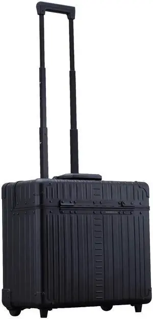 Aleon 17" Two Wheels Pilot Business Laptop Travel Case, Catalog Case with Laptop Sleeve, Rolling Briefcase for Men and Women (Black)