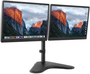 Mount-It! Dual Monitor Stand for Desk - Double Monitor Mount for 2 Screens up to 32 Inch and 17 Lbs - Free-Standing Base Swivel, Tilt, Rotates 360 Adjustable Arms - VESA Compatible High Grade Steel