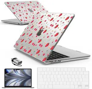 IBENZER Compatible with 2025 2024 2023 2022 MacBook Air 13 inch Case M4 A3240 M3 A3113 M2 A2681, Hardshell Case & KeyboardCover & ScreenFilm & Type-C for Mac Air 13.6, Strawberry, AT13-KK-STBY+2TC