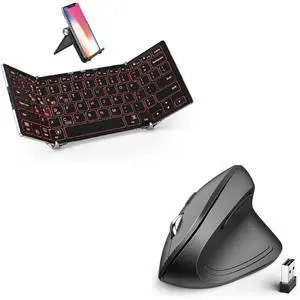 iClever BK05 Bluetooth Keyboard with 3-Color Backlight, Bluetooth 5.1 Multi-Device Foldable Keyboard with Aluminum Alloy Base for iOS Windows Android Tablets, Smartphones, Laptops, PC and More