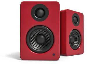 Kanto YU2GR PC Gaming Desktop Speakers | 3" Composite Drivers | 3/4" Silk Dome Tweeter | Class D Amplifier | 100 Watts | Built-in USB DAC | Subwoofer Output | Pair | Gloss Red