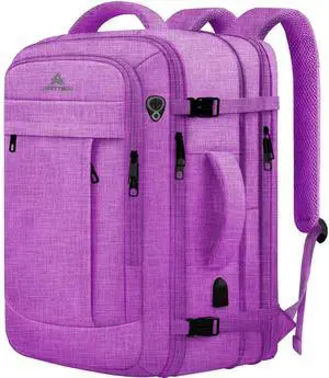 55L Carry On Backpack, Extra Large Laptop Backpack, Big Capacity Travel Backpack for Women, Expandable Water Resistant Bag Anti-Theft Business Daypack Fit 18 Inch Laptop with USB Port,Purple