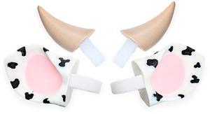 BeamTeam3D Cow Ears and Horns for Headphones, Cute & Fun Decorative Add-Ons for Gaming Headsets, Kids' School Headphones, Compatible with Most Headphones (White/Pastel Pink/Gal Black)