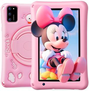 BISAIKASOW Kids Tablet 7 inch, Android 13, 8GB+64GB, Octa-Core Tablets, 5800mAh, Pre-Installed Kids Software, Parental Controls, with Drop Protection Case, WiFi Tablet, Dual Cameras (Pink)