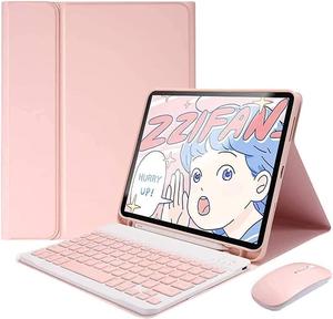 QIYIBOCASE S9 FE 5G 10.9 Inch/Galaxy Tab S9 11 Inch 2023 Case with Keyboard and Mouse, Detachable Magnetic Keyboard Case with S Pen Holder (Pink)