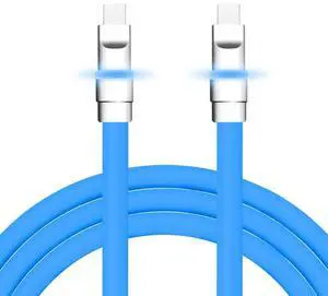 chubbycable Neon Chubby - Fast Charge Cable with Smart Light RGB Color Gradual Light Up LED USB Charging Cable, Blue, Type-C to Type-C, 1.64 FT