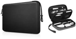 FINPAC 14-inch Hard Laptop Sleeve Case Black + Travel Electronic Bag