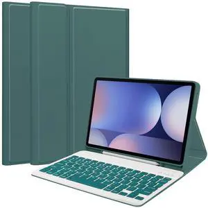 Keyboard Case for Samsung Galaxy Tab S10 Ultra/S9 Ultra/S8 Ultra 14.6inch, Magentic Protective Cover with S-Pen Holder, Detachable Wireless Bluetooth Keyboard, Dark Green
