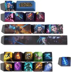 Gatokit LOL Champion Skill & Summoner Spell Keycaps Set, League of Legends Custom Keycaps, OEM Profile 21keys for Mechanical Keyboards (Jinx)
