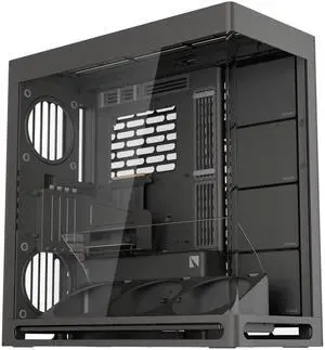HAVN HS 420 VGPU Dual-Chamber Mid Tower ATX PC Case Black | PCIe 5.0 Vertical GPU Kit, 11x 140mm Fan Slots & 2X 420mm Radiator Support, SimpliCable Cable Management, Tempered Glass, PWM Fan Hub