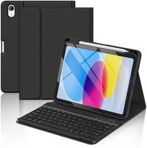 KBCASE for iPad 11th/10th Generation Case with Keyboard, Detachable Wireless Keyboard Case with Pencil Holder for iPad 11 inch A16 2025/10th Gen 10.9 inch 2022 (Black)