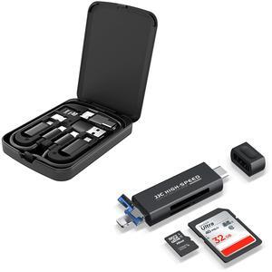 USB Adapter Kit + SD Card Reader for iPhone:Compact Cable Card with Trail Camera Viewer SD TF Card Adapter