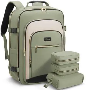 Lifeamar 40L Travel Backpack for Women, Carry On Bag Flight Approved, Waterproof Backpack with 3 Packing Cubes, Weekender Personal Item Backpack for Airplane Travel Essentials, TSA Approved