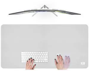 Silver Gray 3XL Color Mouse Pad - Huge (48''x24'') Desktop Mat - Durable, Waterproof, and Non-Slip Extended Gaming Mousepad