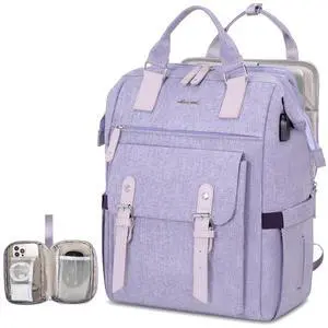 LOVEVOOK Laptop Backpack, Travel Bag with 17.3 inch Laptop Compartment, Water Resistant Teacher Nurse Doctor Work Bag, Anti-theft Daypack, Purple