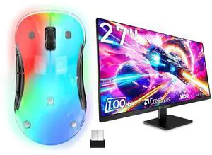 memzuoix LED Rechargeable Wireless Mouse and 27 Inch Computer Monitor 100hz 1920 x 1080p with HDMI
