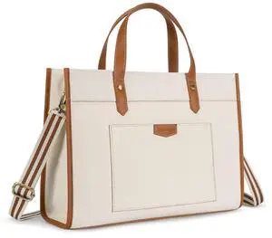 Missnine Laptop Tote Bag Canvas Laptop Bag 15.6 inch Work Shoulder Bags Casual Briefcase Handbag for Travel, Office, College