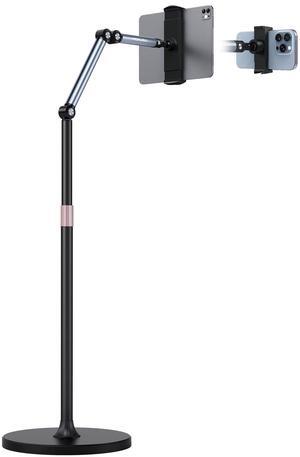 Tablet Floor Stand, Adjustable Tablet Stand, 360deg Rotation Tablet Holder, Compatible with iPad, iPhone, Samsung, Google, Kindle Tablet/Phone, (4.5''-12'')