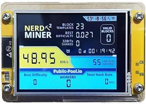 NerdMiner V2 ESP32-2432S028R Hashrate 49K/S 2.8 Inch Smart Display Bitcoin Solo Lottery Nerd Miner