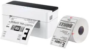 OFFNOVA Shipping Label Printer with a Roll of 4"x 6" Shipping Thermal Labels, 500 Sheets/Stack, Bundle
