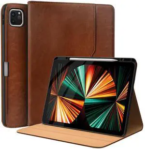 Leather Cases for IPad Pro 12.9 Case 6th/5th/4th/3rd Generation - Protective Multi-Angle Folio with Pencil Holder & Pocket - Auto Wake/Sleep, Premium PU Leather Cover - Brown