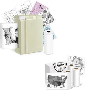 ORGBRO X3 Sticker Printer with 3 Rolls White Thermal Paper, Bluetooth Thermal Printer Support 2-3 inch Printing Width, 80mm x 3m Thermal Paper for Study Notes, Plan Journal, Photo